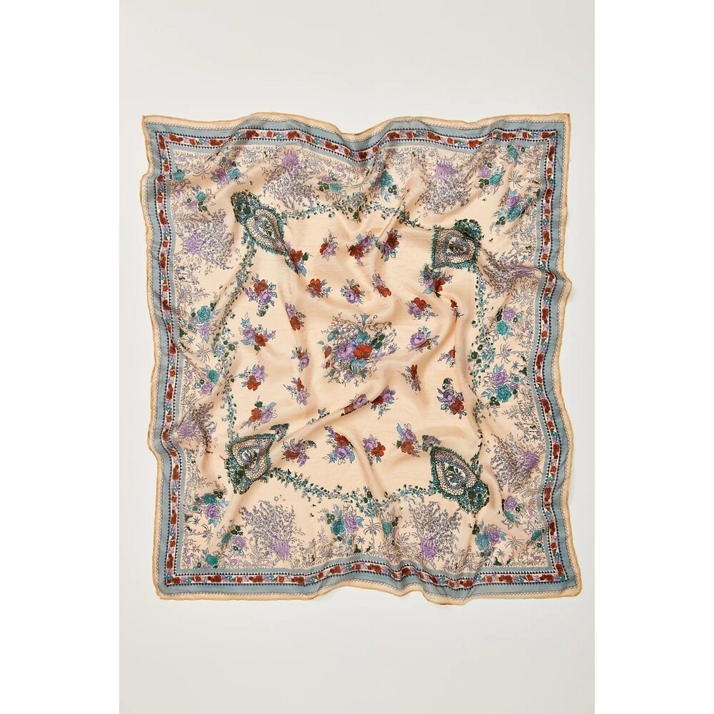 Free People So Silk Printed Bandana Scarf Tube Top Belt Floral Paisley Wrap OS